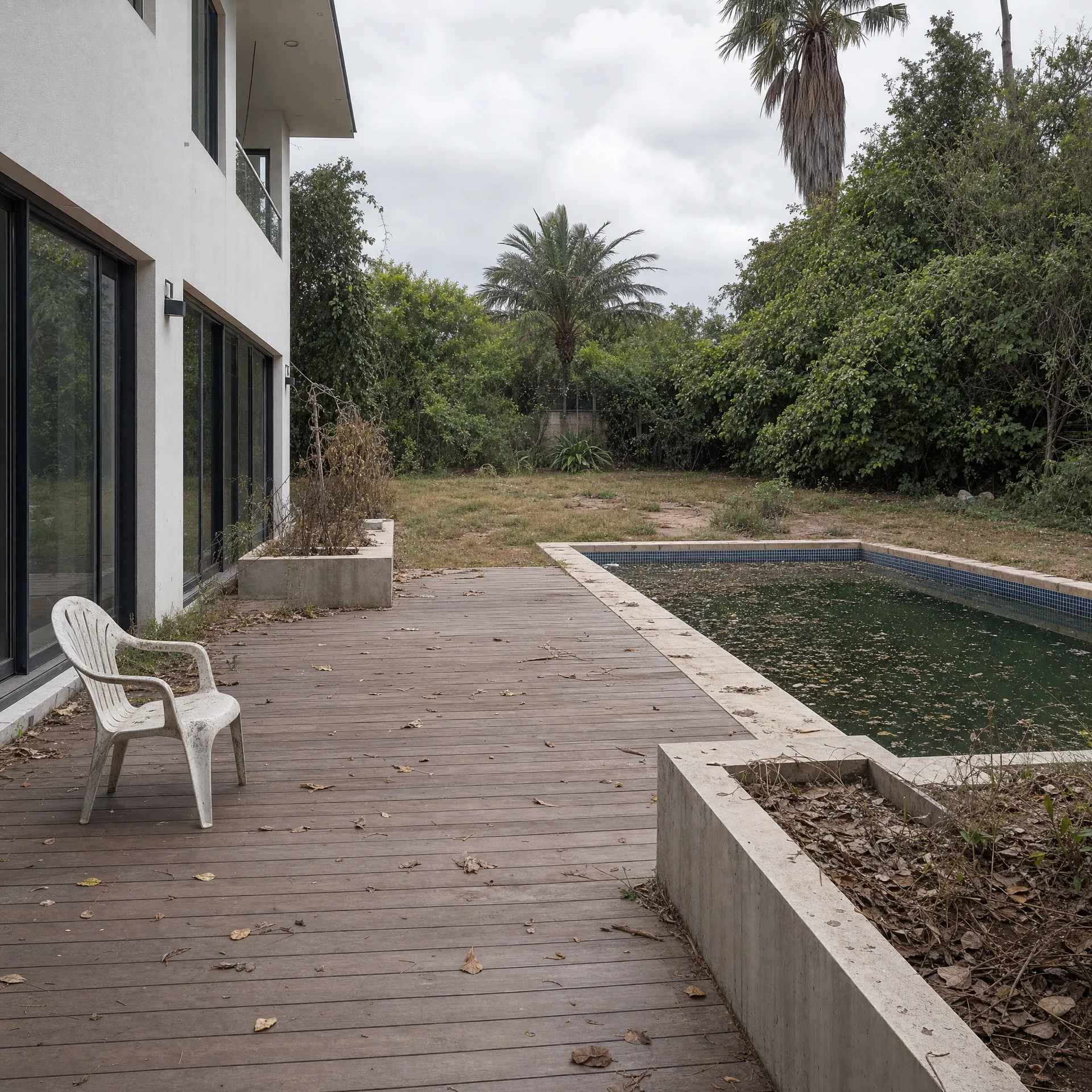 KI-generiert: Garten & Pool Vorher