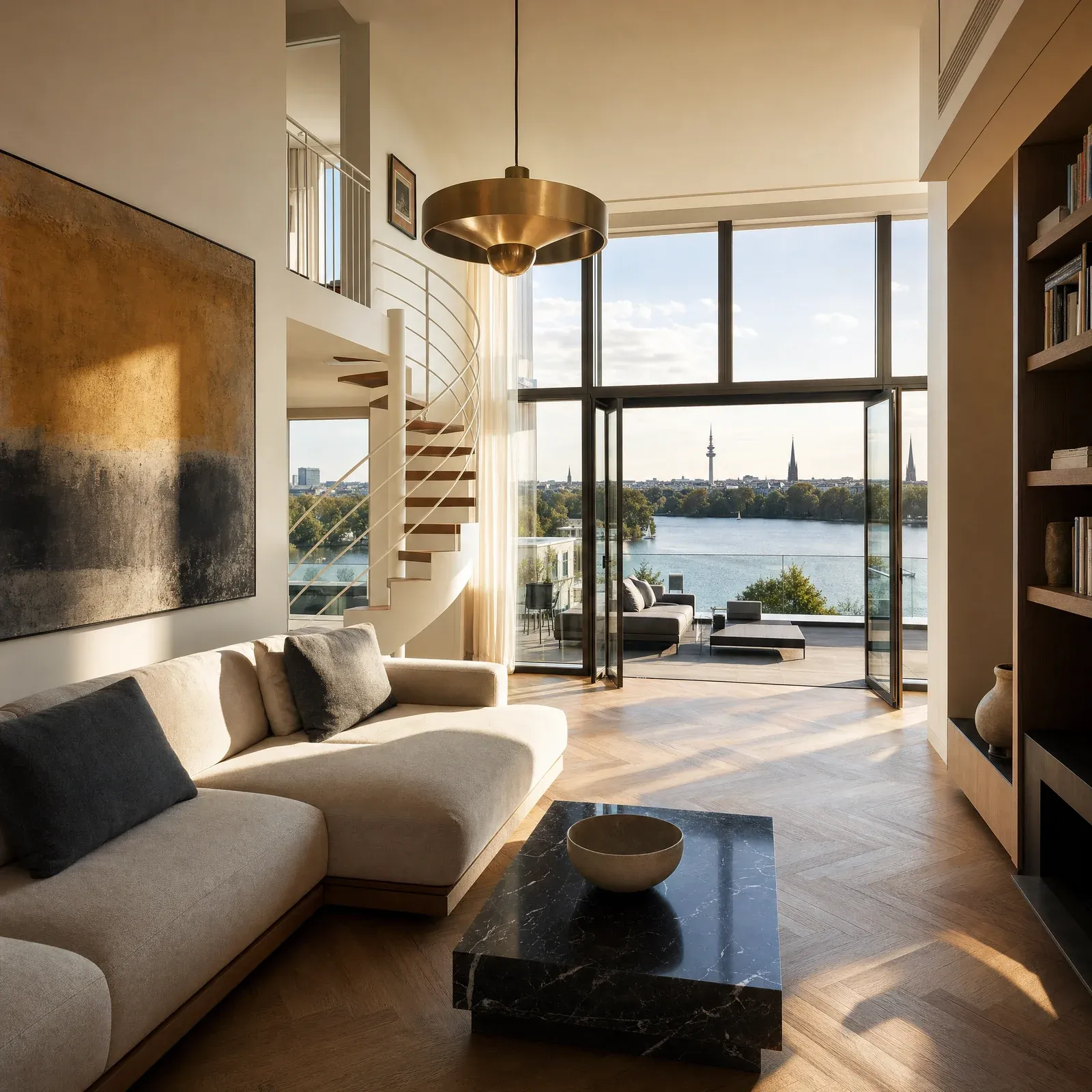 KI-generiert: Maisonette an der Alster